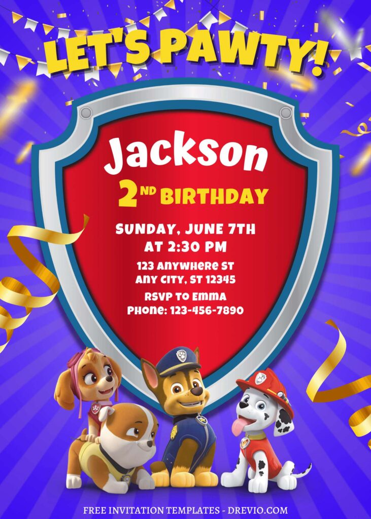 9+ Awesome Super Puppy PAW Patrol Canva Birthday Invitation Templates with Skye and Everest
