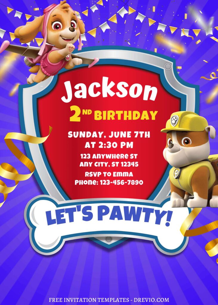 9+ Awesome Super Puppy PAW Patrol Canva Birthday Invitation Templates with Boulder