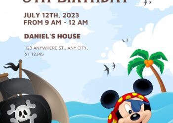 9+ Sails Away Disney Pirates Canva Birthday Invitation Templates One