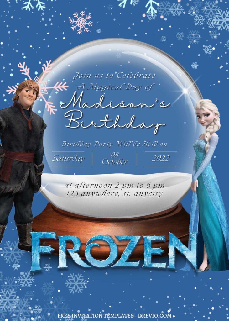 9+ Magical Snow Globe Frozen Canva Birthday Invitation Templates with Kristof