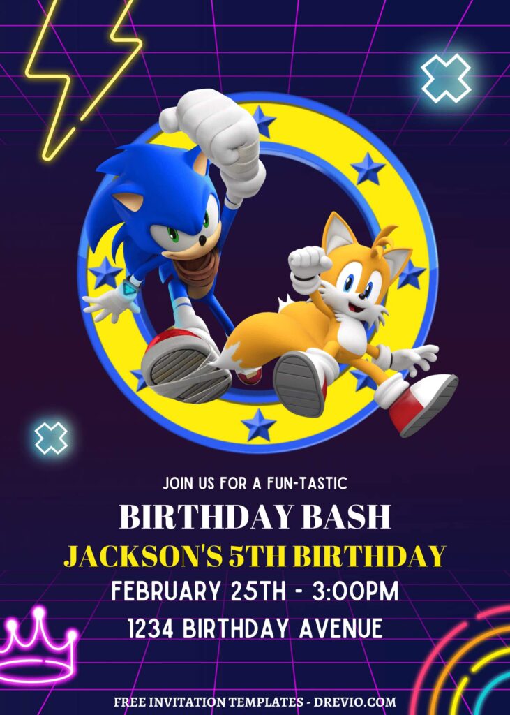 9+ Sonic The Hedgehog Canva Birthday Bash Invitation Templates with Miles 'Tails' Prower