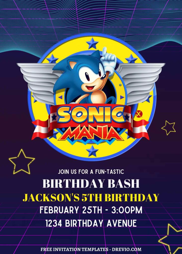 9+ Sonic The Hedgehog Canva Birthday Bash Invitation Templates with Sonic Ring