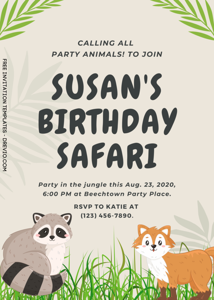 9+ Wild One Safari Canva Birthday Invitation Templates with baby fox