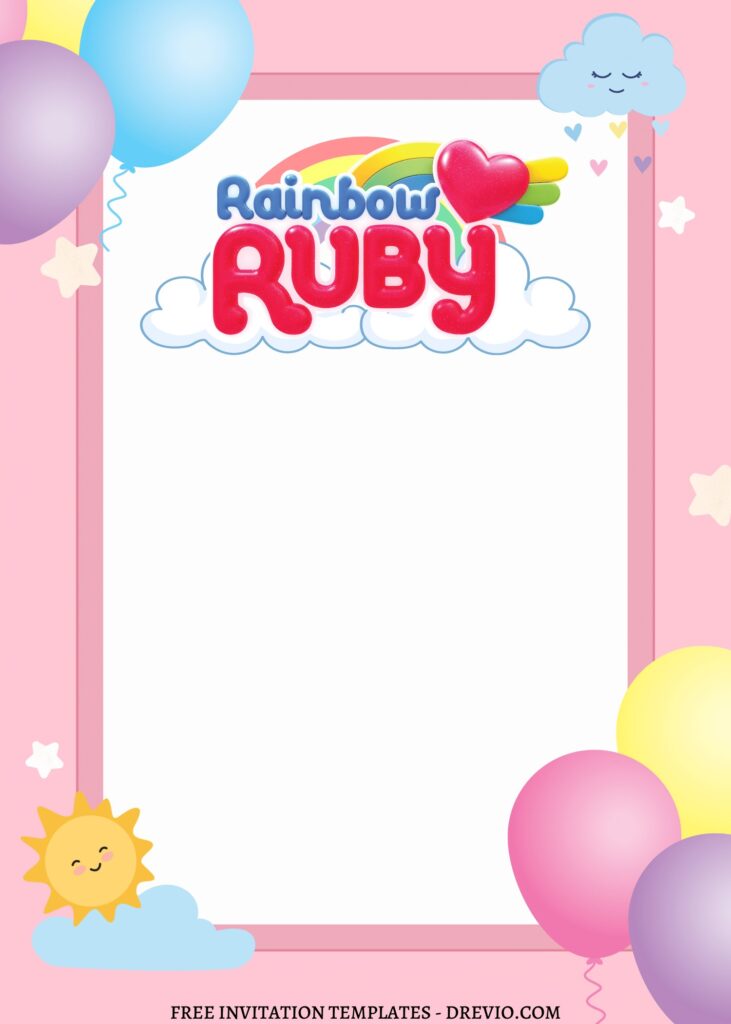 Invitation Template of 9+ Lovable Rainbow Ruby And Friends Canva Birthday Invitation Templates 4