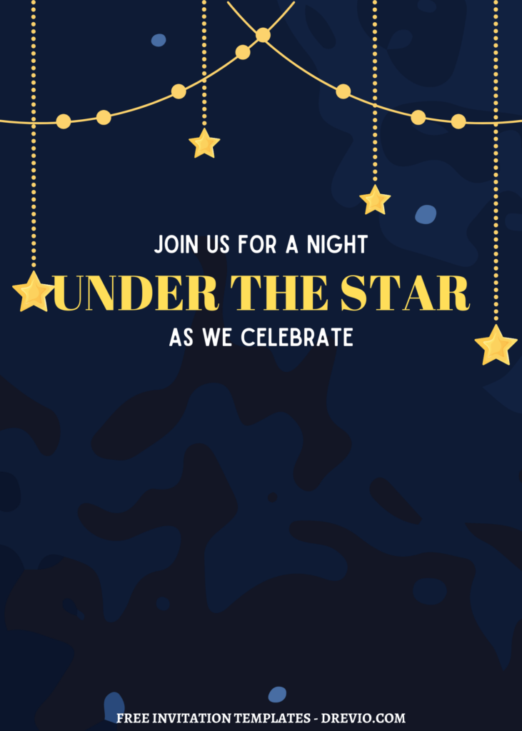 Invitation Template of 9+ Sparkling Night Under The Stars Canva Birthday Invitation Templates 7