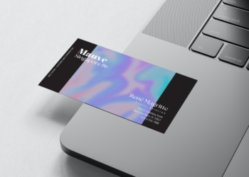 Stylish Y2K Holo Business Card Templates - Editable Canva Templates with raisin black border