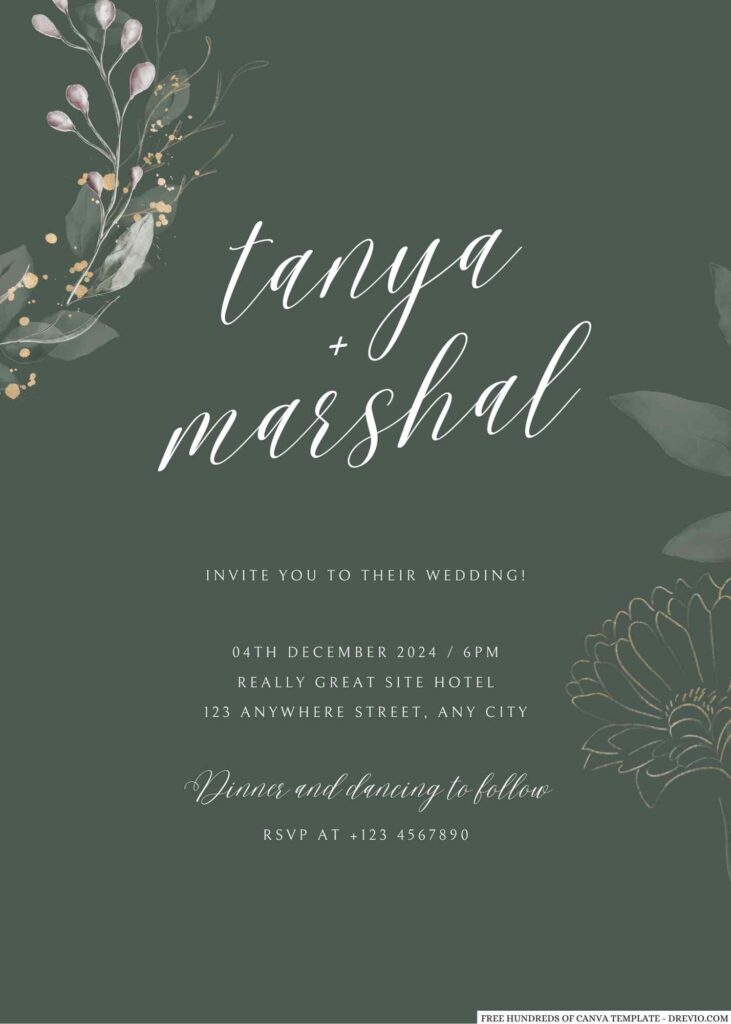 Invitation Template of 22+ Sage Her Day Sketch Floral Canva Wedding Invitation Templates 1