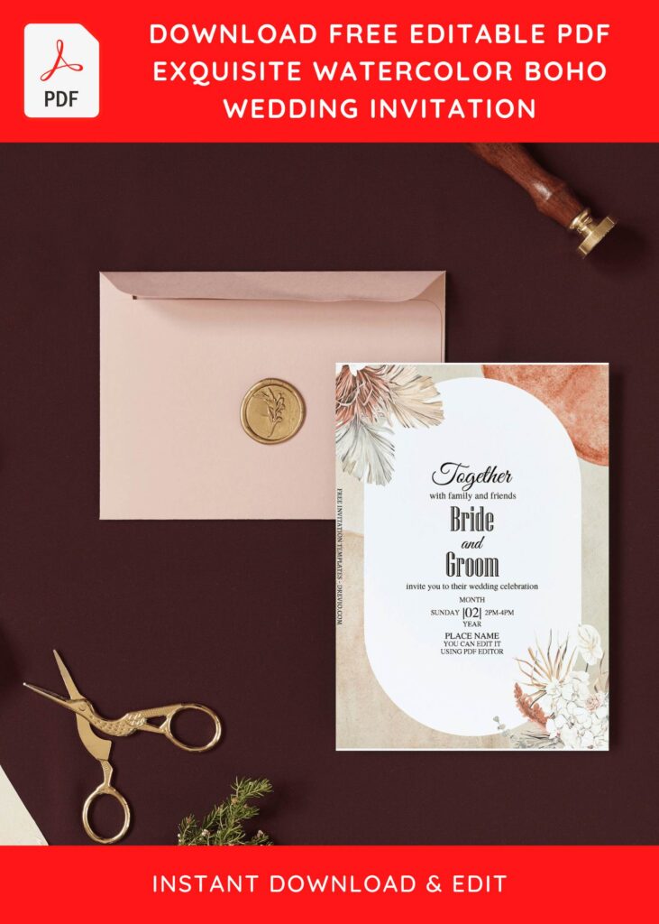 Invitation Template of (Free Editable PDF) Ethereal Bohemian Wedding Invitation Templates 1