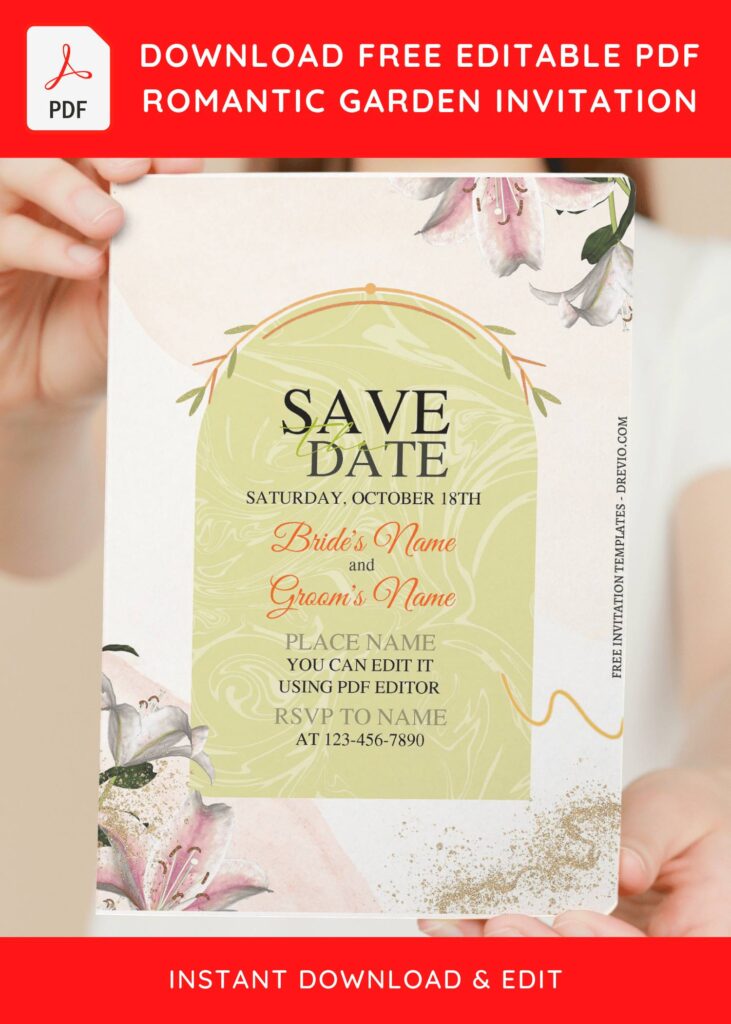 (Free Editable PDF) Romantic Sweet Garden Wedding Invitation Templates with enchanting white rosse