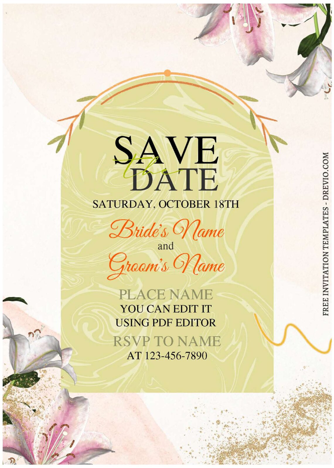 (Free Editable PDF) Romantic Sweet Garden Wedding Invitation Templates with elegant typefaces fonts