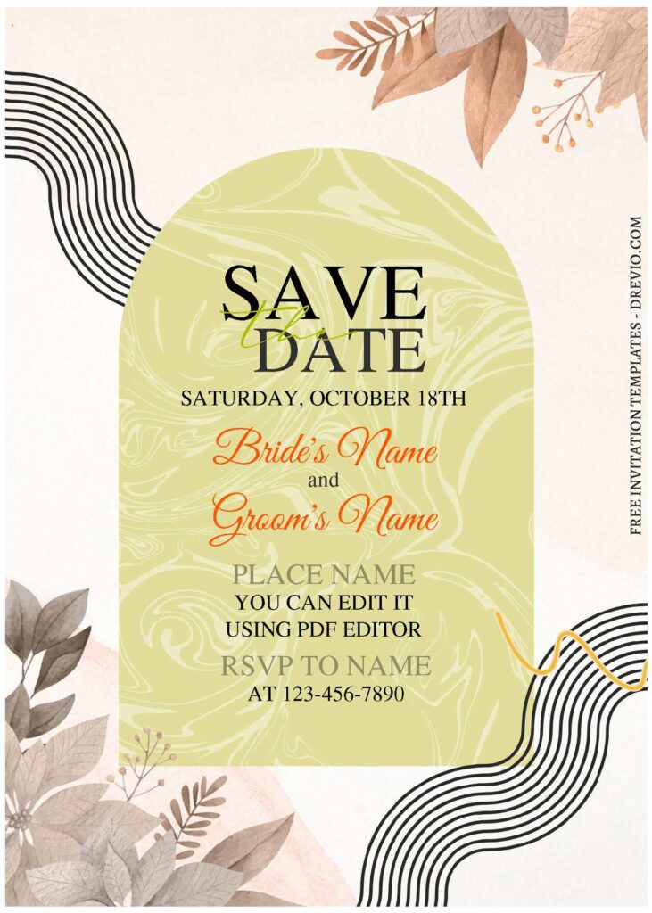 (Free Editable PDF) Romantic Sweet Garden Wedding Invitation Templates with painterly pattern