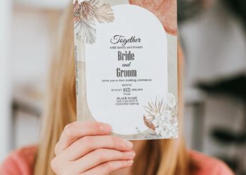 (Free Editable PDF) Ethereal Bohemian Wedding Invitation Templates with watercolor greenery leaves