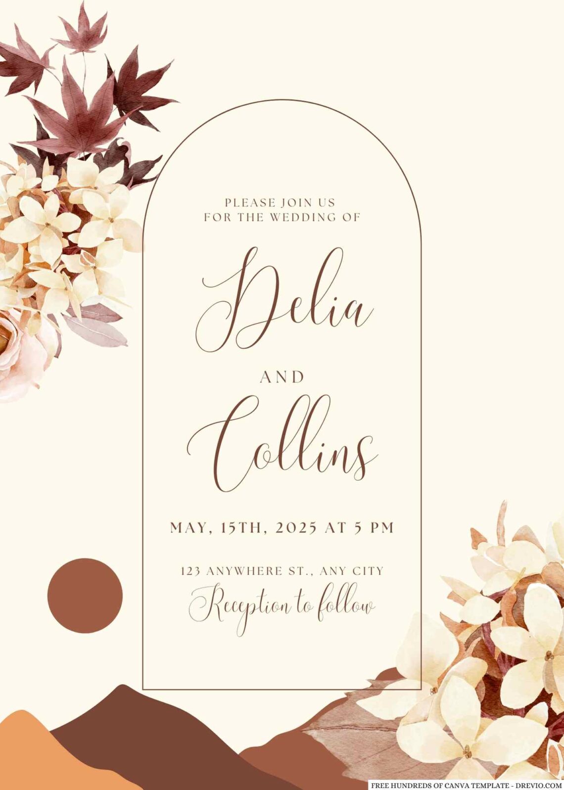 22+ Terracotta Autumn Delicate Floral Canva Wedding Invitation ...