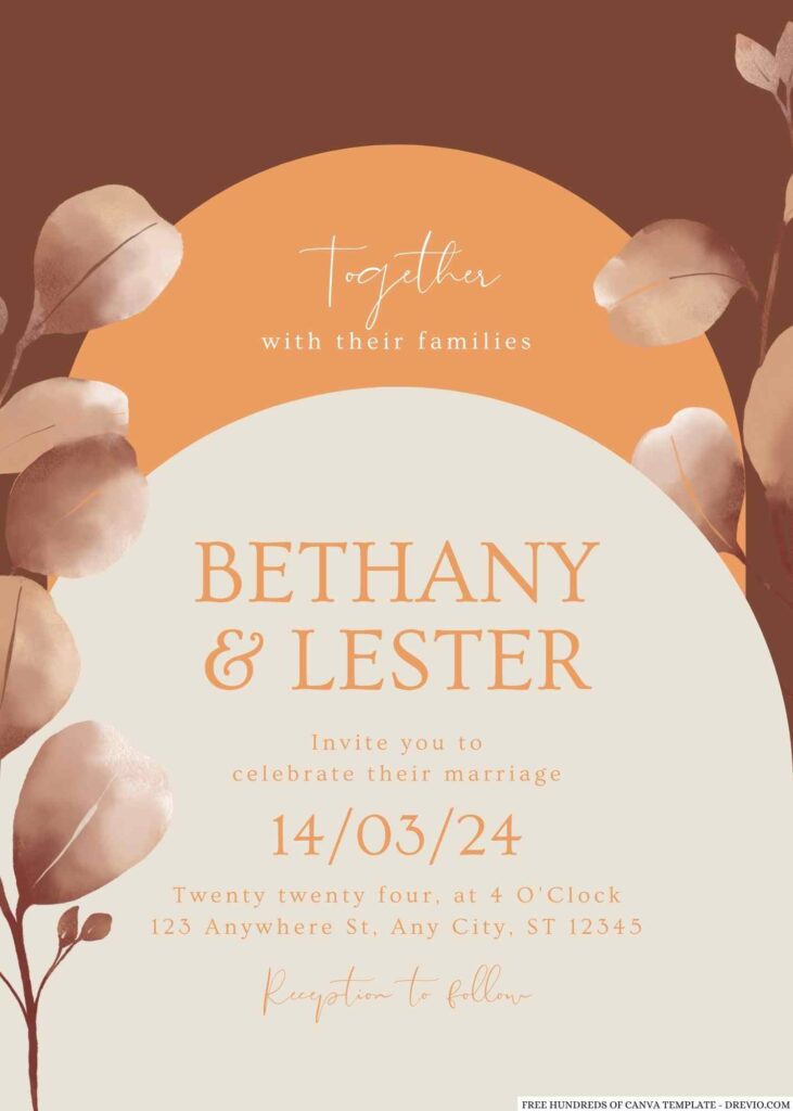 Free Editable Terracotta Eucalyptus Floral Wedding Invitation