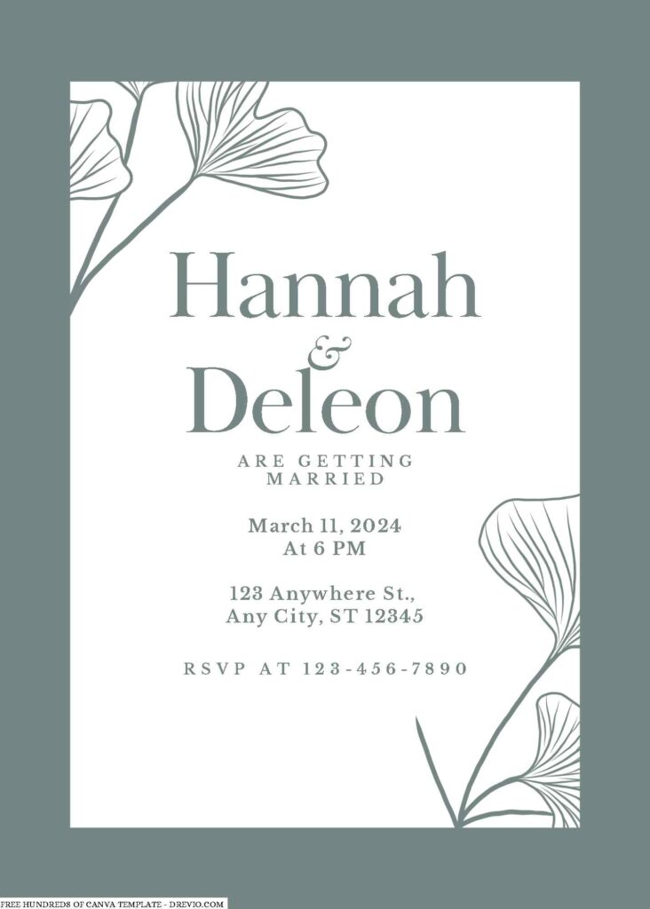 Free Editable Sage Plantain White Floral Wedding Invitation