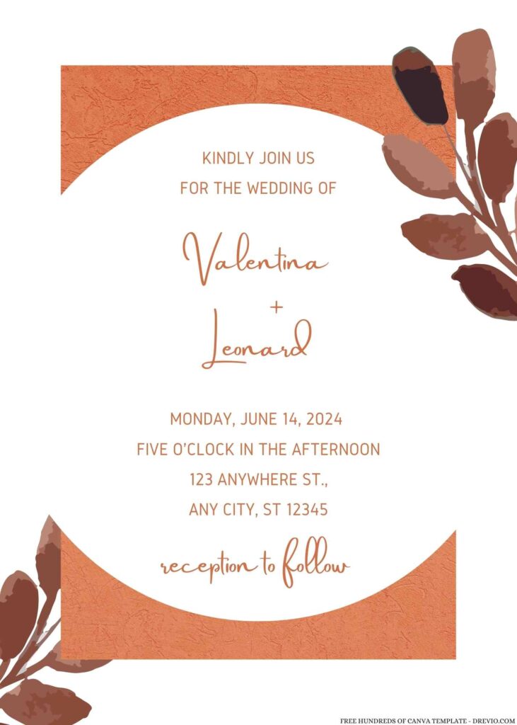 Free Editable Terracotta Yellow Ochre Wedding Invitation