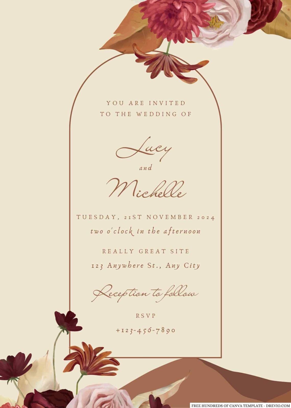 Free Editable Terracotta Arch Up Frame Wedding Invitation