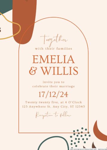 18+ Terracotta Abstract Shape Canva Wedding Invitation Templates ...