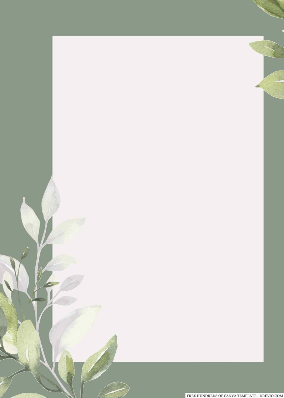 20+ Sage White Leaves Eucalyptus Canva Wedding Invitation Templates ...