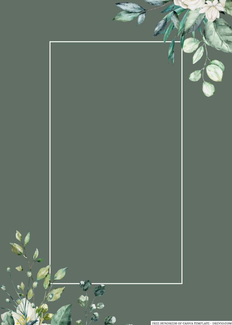 14+ Sage Green Leaves White Roses Canva Wedding Invitation Templates ...