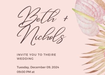 Free Editable Cream Watercolor Boho Tropical Wedding Invitation