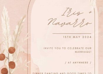 Terracotta Boho Dried Flower Canva Wedding Invitation Templates