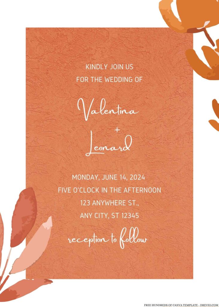 Free Editable Terracotta Yellow Ochre Wedding Invitation