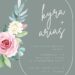 Free Editable Sage Pink Rose Bouquet Wedding Invitation