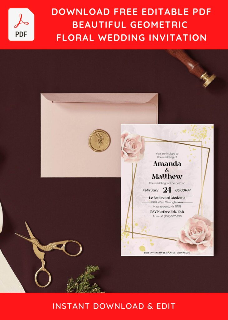 Invitation Template of (Free Editable PDF) Stunning Geometric Floral Wedding Invitation Templates 10