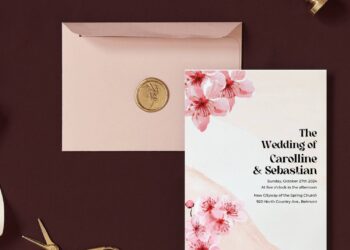 (Free Editable PDF) Cheery & Chic Sakura Wedding Invitation Templates