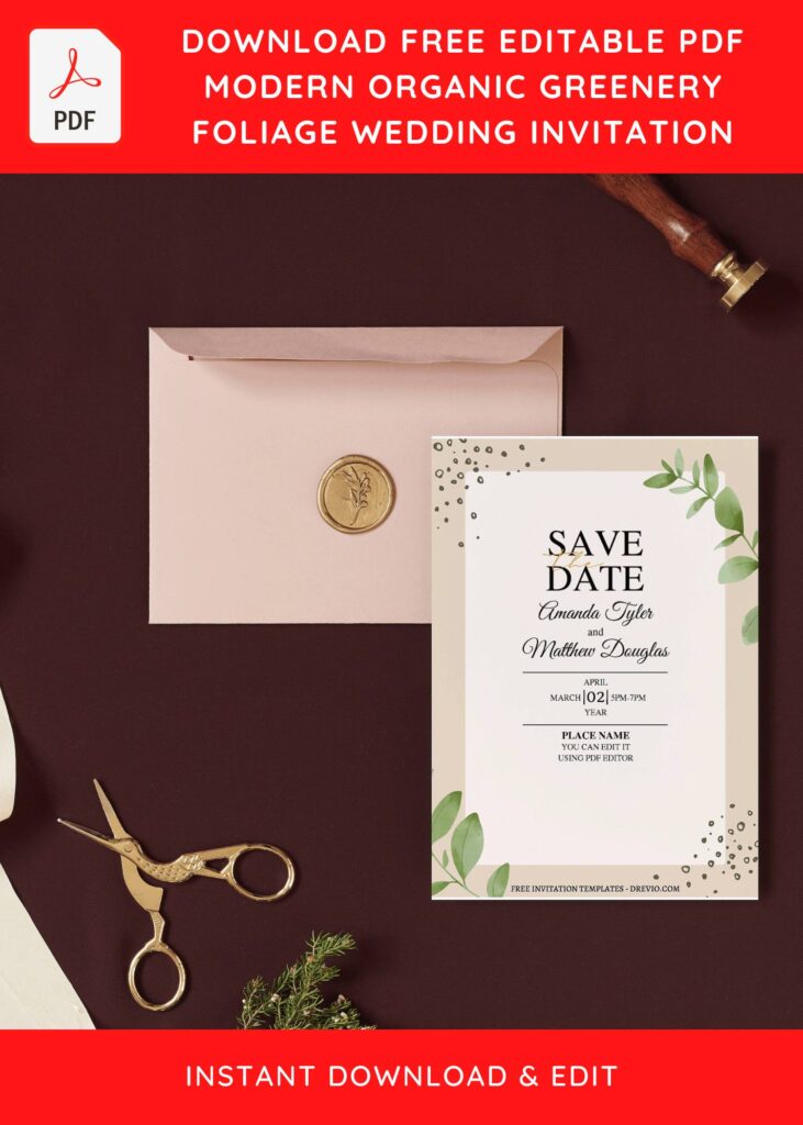 Invitation Template of (Free Editable PDF) Modern Organic Greenery Wedding Invitation Templates 9