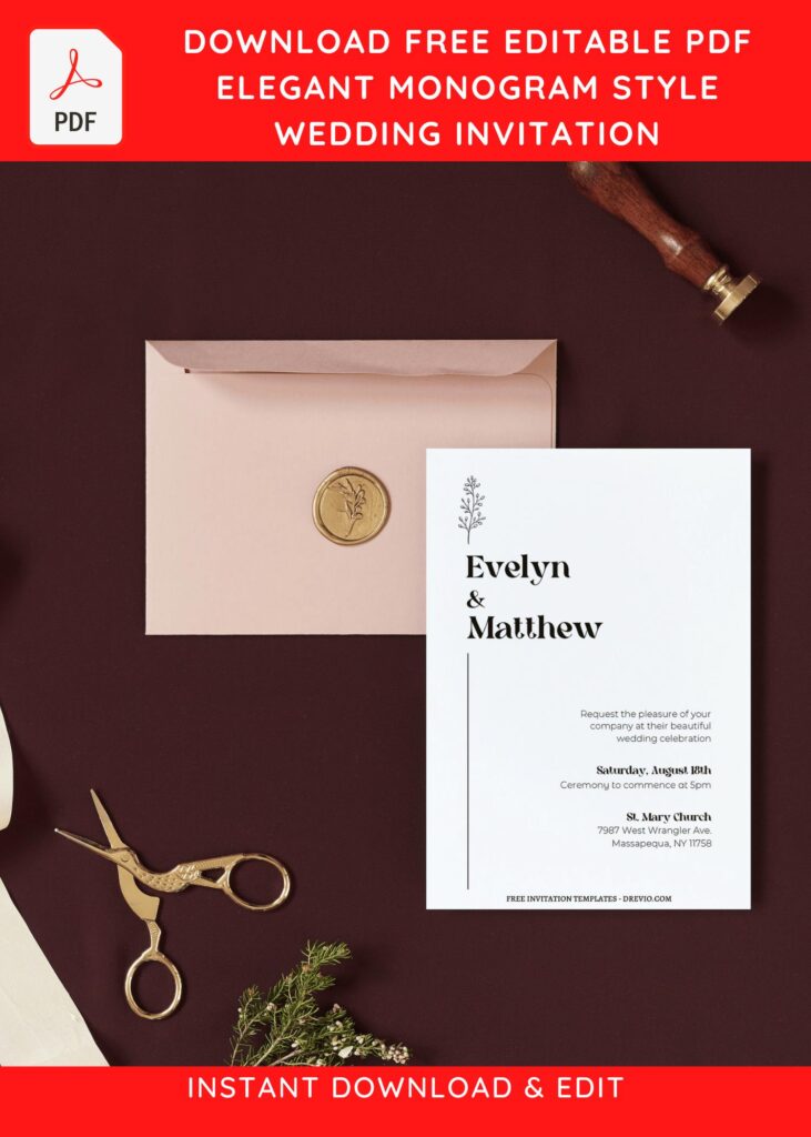 Invitation Template of (Free Editable PDF) Elegant Typography Style Wedding Invitation Templates 9