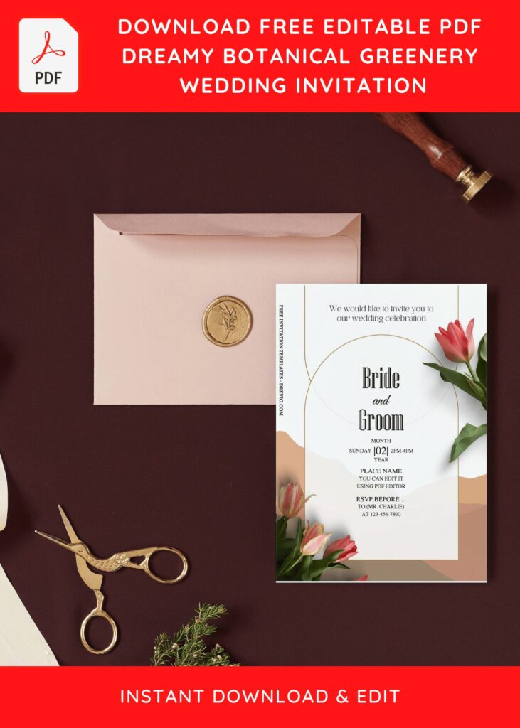 (Free Editable PDF) Luscious Garden Floral Wedding Invitation Templates  with portrait orientation design