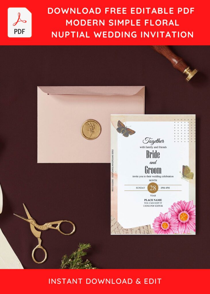 Invitation Template of (Free Editable PDF) Modern Artistic Floral Wedding Invitation Templates 9