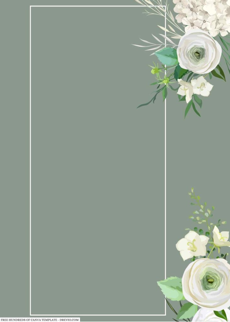 Invitation Template of 20+ Sage White Flower Bouquet Canva Wedding Invitation Templates 14