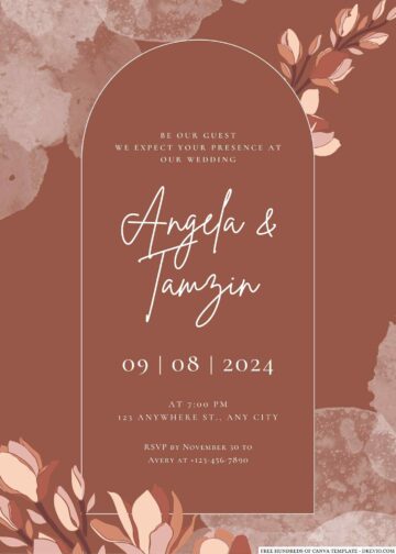 14+ Terracotta Magnolia Floral Canva Wedding Invitation Templates ...