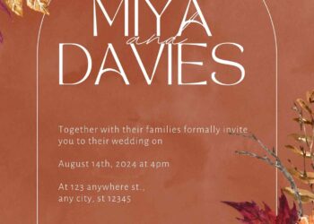 Free Editable Terracotta Rustic Floral Wedding Invitation