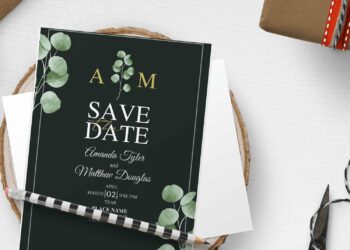 (Free Editable PDF) Minimalist Greenery Wedding Invitation Templates