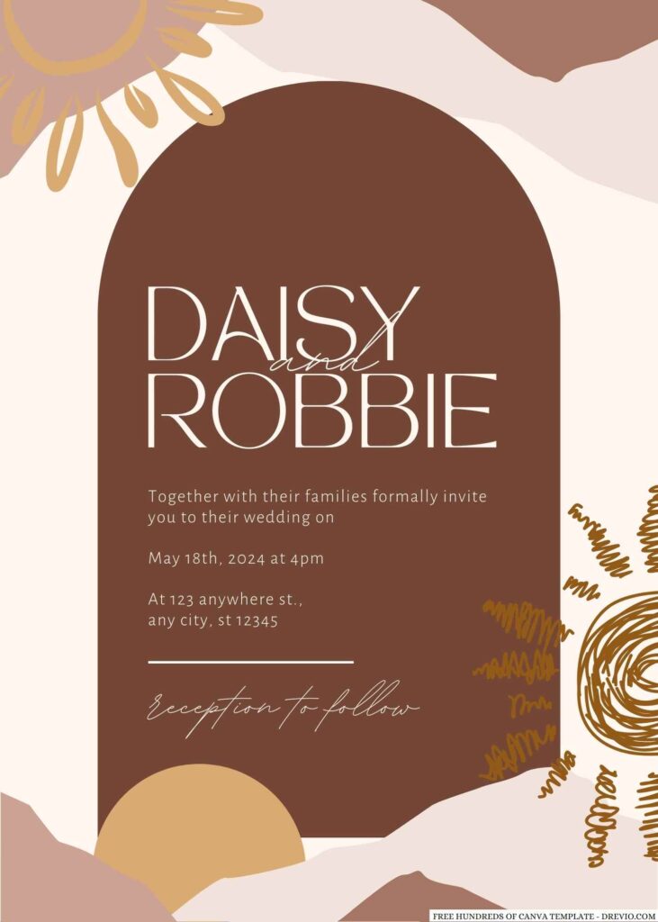 Invitation Template of 20+ Abstract Terracotta Summer Canva Wedding Invitation Templates 3