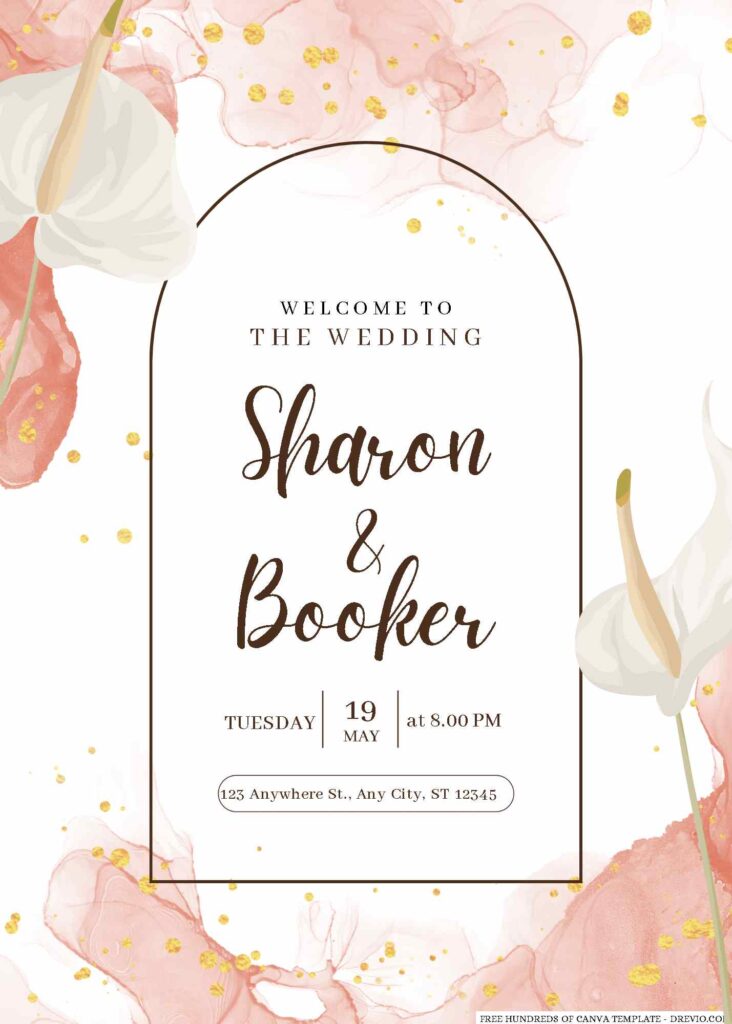 Invitation Template of 20+ Terracotta Calla Lily Flower Canva Wedding Invitation Templates 3