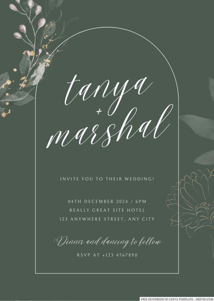 Invitation Template of 22+ Sage Her Day Sketch Floral Canva Wedding Invitation Templates 3