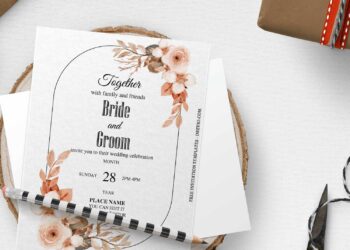 (Free Editable PDF) Watercolor Blush Floral Arch Wedding Invitation Templates