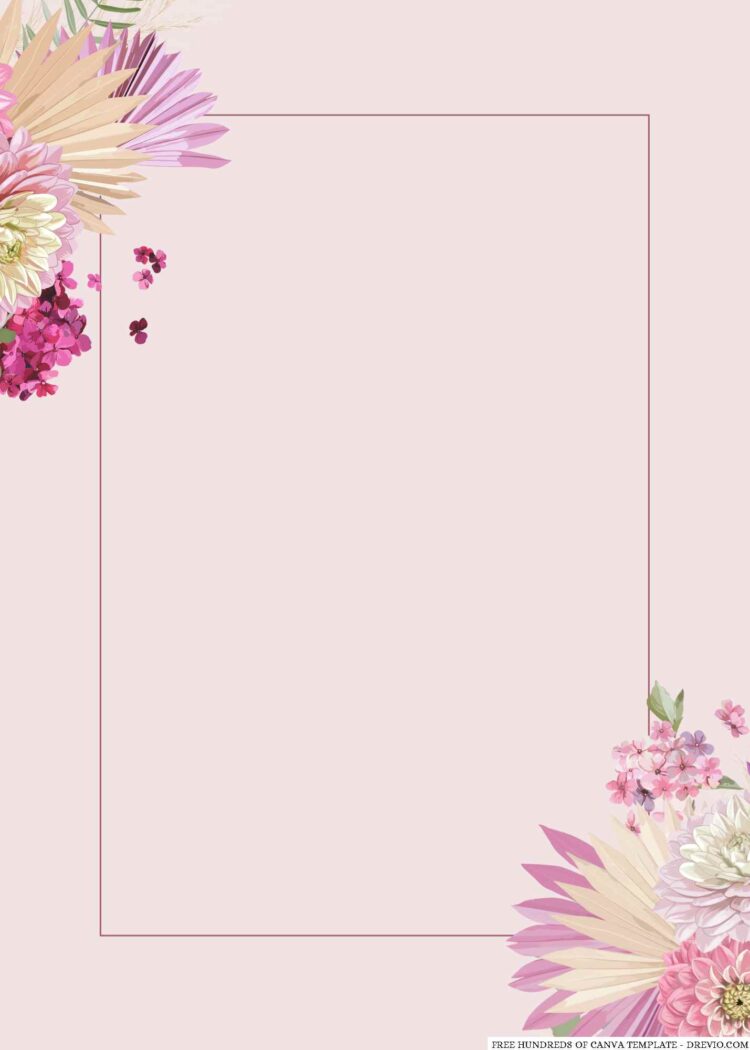 16+ Cream Pink Floral Watercolor Canva Wedding Invitation Templates ...