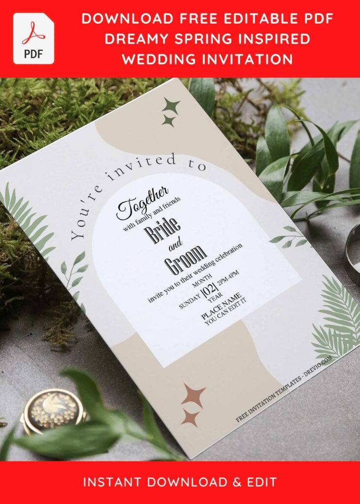 (Free Editable PDF) Dreamy Spring Inspired Wedding Invitation Templates with greenery eucalyptus