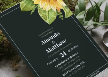 (Free Editable PDF) Vintage Sunflower Wedding Invitation Templates