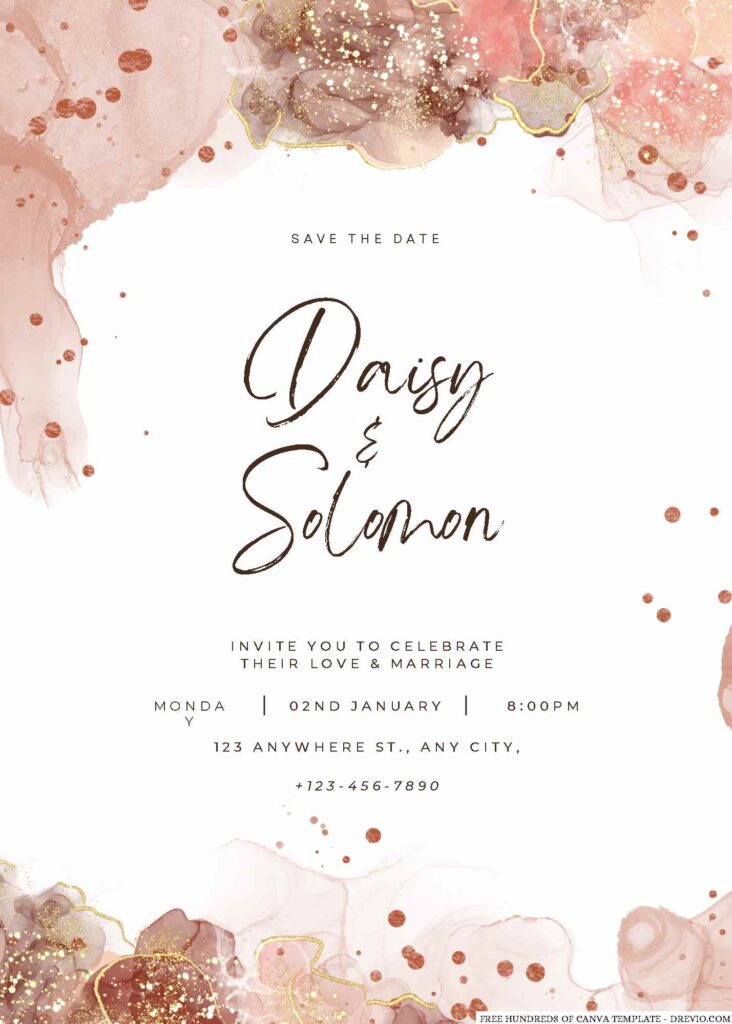 Invitation Template of 14+ Terracotta Abstract Fluid Art Canva Wedding Invitation Templates 5