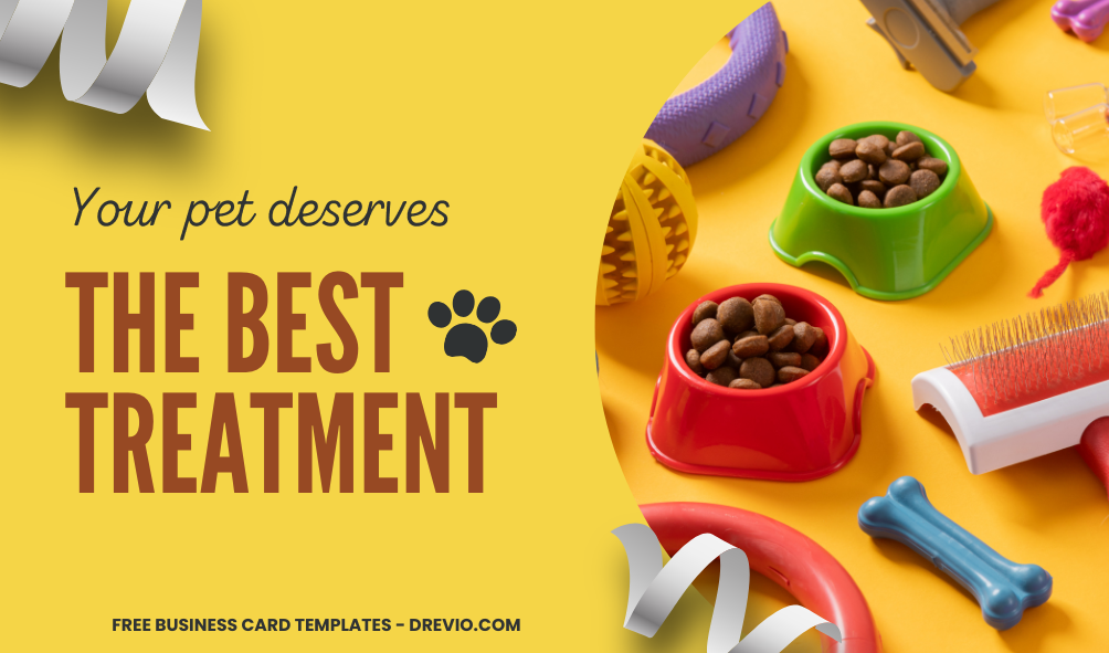 Colorful Pet Care Business Card Templates - Editable Canva Templates with pet toys