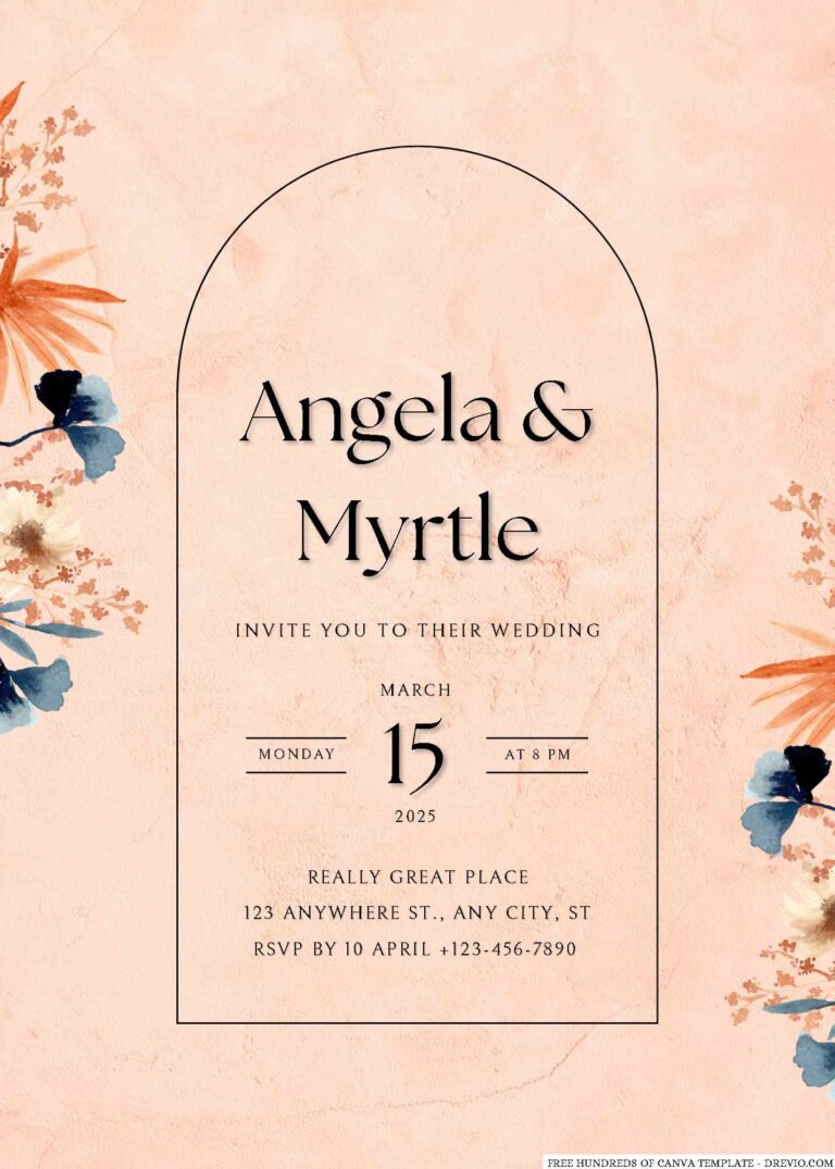 16+ Terracotta Floral watercolor Canva Wedding Invitation Templates ...