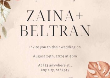 Free Editable Watercolor Boho Terracotta Wedding Invitation