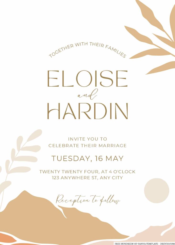 Free Editable Terracotta Random Shape Wedding Invitation